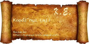 Kopányi Emil névjegykártya